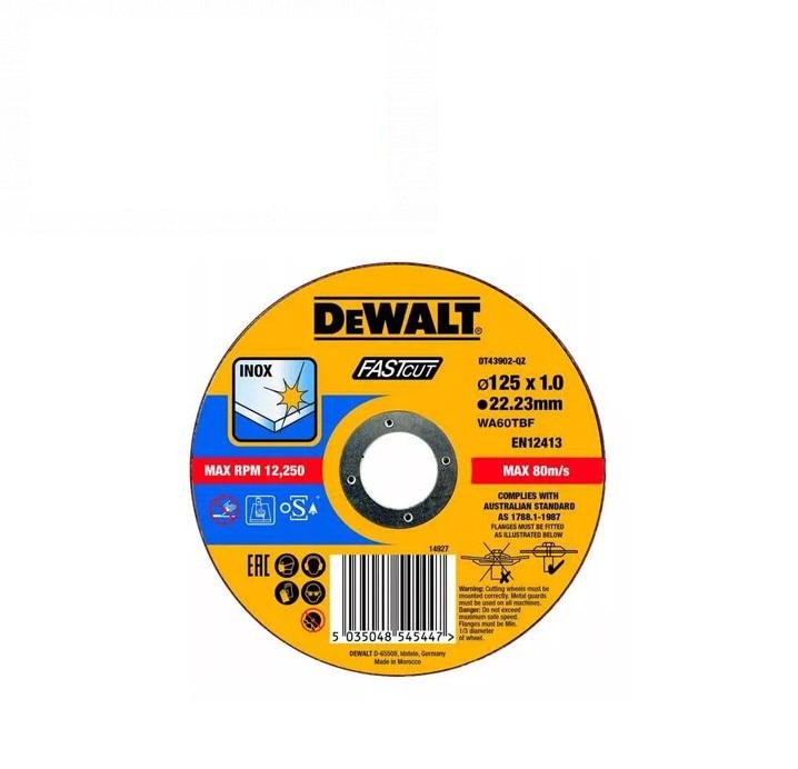 круг відрізний DeWALT INOX FASTCUT, нержавіюча сталь/листовий метал, 125х1х22.23 мм DT43902 (DeWALT, США)