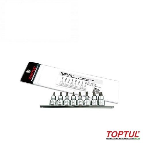 набір біт п'ятигранних ,впресованих в головку 1/2 "TORX T20 - T55 з отвором 8 од. (TOPTUL, Тайвань)