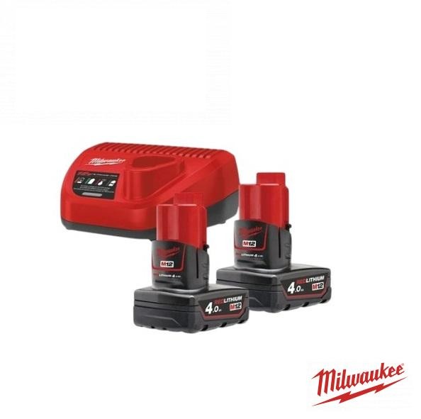 енергокомплект MILWAUKEE, М12 NRG-402 (+ заряд.пристрій, 2 акум.Х 4Ar) 4933459211 (MILWAUKEE, США)