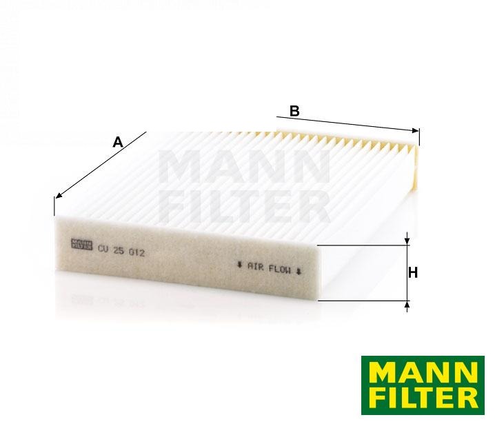фільтр салона текстильний CU25012 (272775340R, 272778557R, 272775081R) (MANN-FILTER, Німеччина)