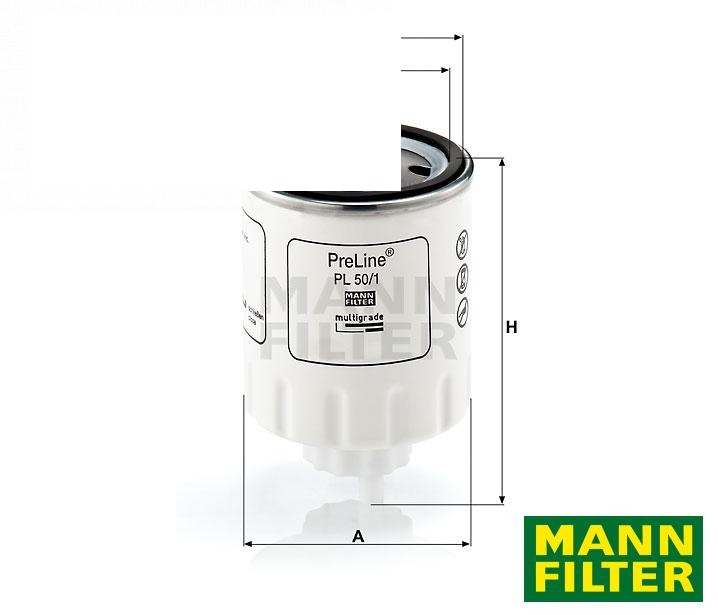 паливний фільтр PL50/1 (J286503, J931962) (MANN-FILTER, Німеччина)