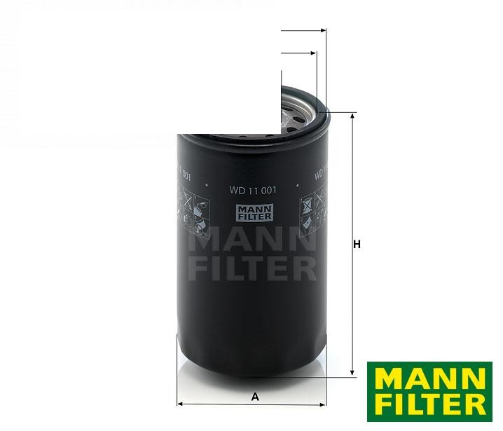 масляний фільтр WD11001 (2.4419.350.3/10, P764606, 51715) (MANN-FILTER, Німеччина)