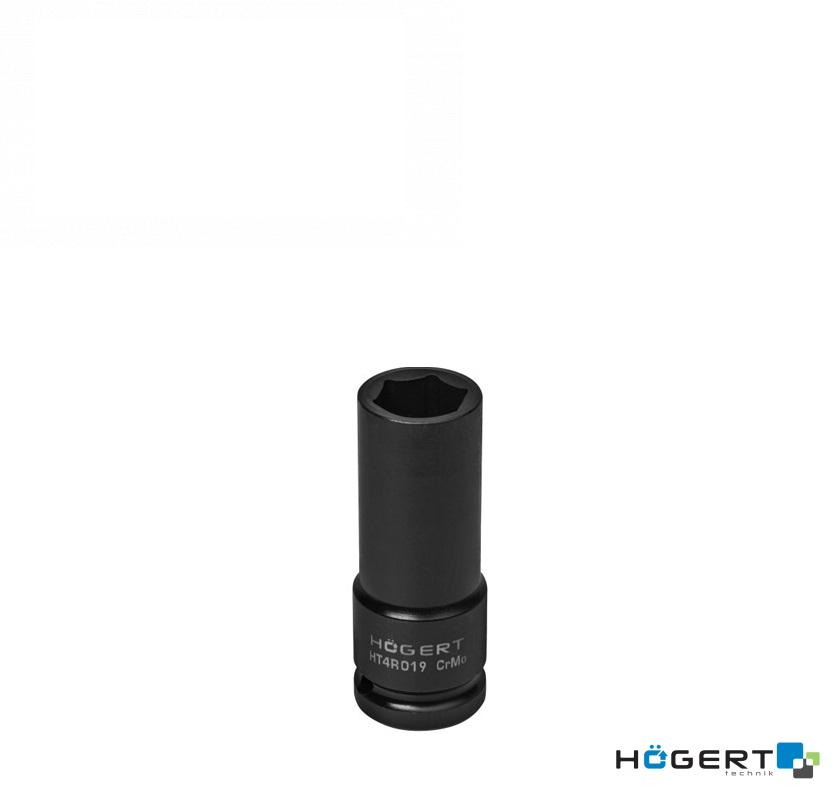 голівка торцева ударна подовжена шестиграна (1/2", 19 мм, DIN 3121, CrMo)  HT4R019 (HOEGERT, Німеччина)