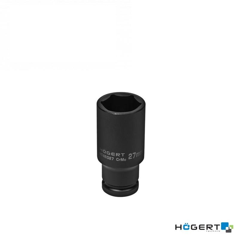 голівка торцева ударна подовжена шестиграна (1/2", 27 мм, DIN 3121, CrMo)  HT4R027 (HOEGERT, Німеччина)