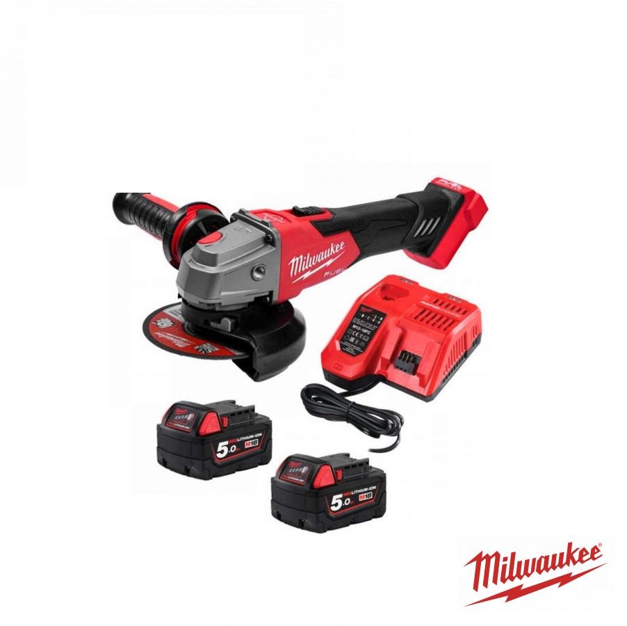 шліфмашина кутова акумуляторна MILWAUKEE, M18 FSAG125XB-502X, O125мм (+ заряд.пристрій, 2 акум.Х 5Аг, HDкейс) 4933478430 (MILWAUKEE, США)
