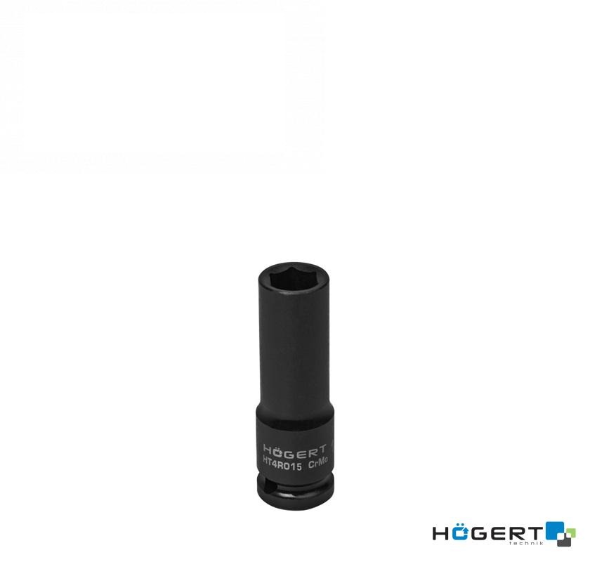 голівка торцева ударна подовжена шестиграна (1/2", 15 мм, DIN 3121, CrMo)  HT4R015 (HOEGERT, Німеччина)