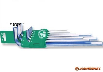 комплект кутових шестигранників EXTRA LONG 1.5-10мм. 9 пр. S2 мат. H03SM109S (JONNESWAY, Тайвань)