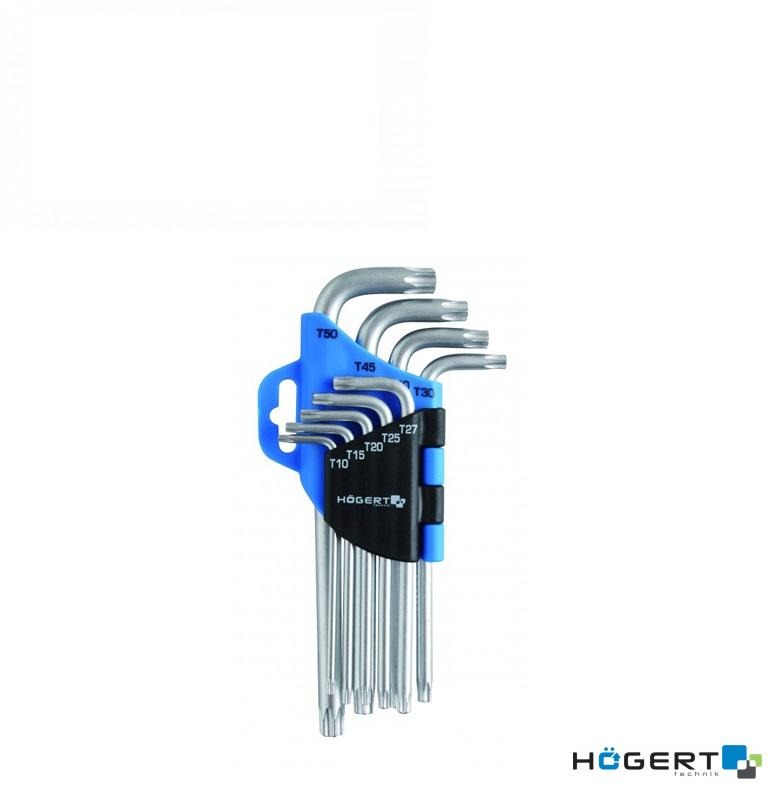 набір Г-подібних ключів TORX, CrV, 9 шт. (Т10-Т50)   HT1W814 (HOEGERT, Німеччина)