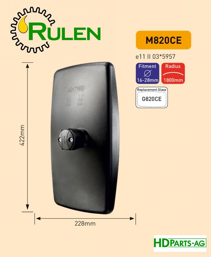 дзеркало заднього виду  422х228 "е" M820CE (AZ49140, AXE16354, AH142404) (HDParts-AG, Англія)