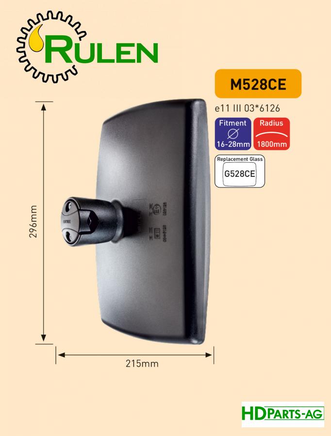 дзеркало заднього виду 296x215 M528CE (AL78021) (HDParts-AG, Англія)