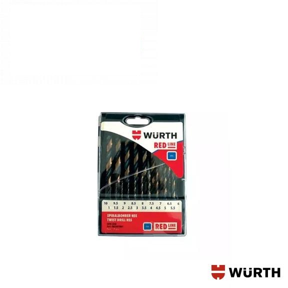 набір сверел по металу HSS, RED LINE, DIN338, 1,0-10,0 mm, 19 пр 06247001 (WURTH, Німеччина)
