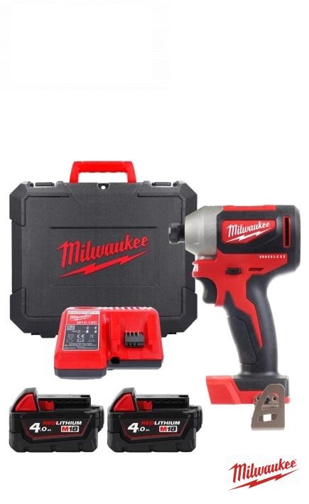 гвинтокрут акумуляторний 1/4" HEX MILWAUKEE, M18 CBLID-402C, 180Нм, (+ заряд.пристрій, 2 акум.Х 4Аг, кейс) 4933464534 (MILWAUKEE, США)